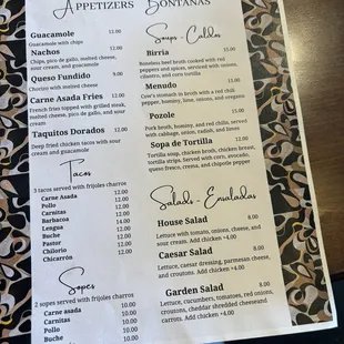 menu