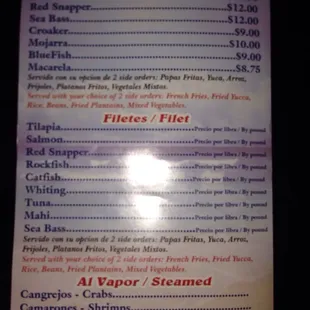 the menu
