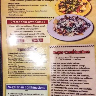 a menu for a mexican restaurant
