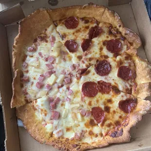 Half pineapple ham half pepperoni