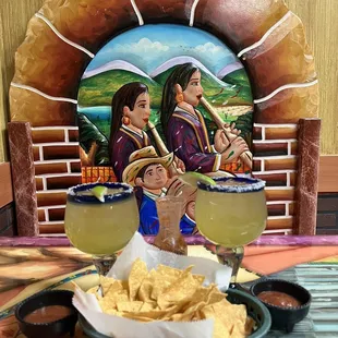Cadillac margaritas, chips &amp; salsa.