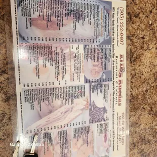 a close up of a menu