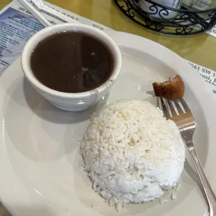 a plate of rice and beans