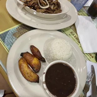 two plates of food on a table