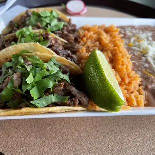 Taco combination as asada tacos. So good!