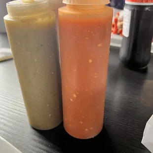 Green and red salsa on every table!