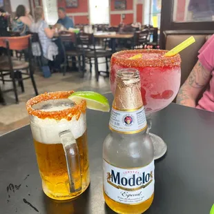 modelo and strawberry margarita