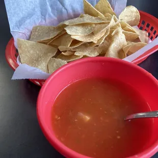 Chips and salsa  (the salsa was steaming hot)