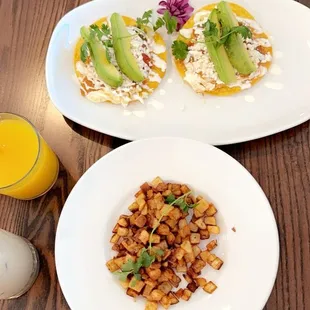 Huevos rancheros side of crispy potatoes