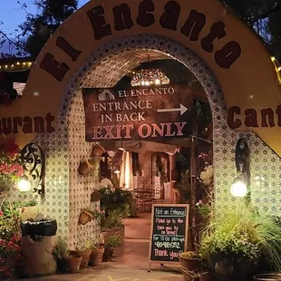 the entrance to the restaurant