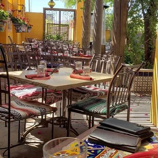 View down the row of tables.