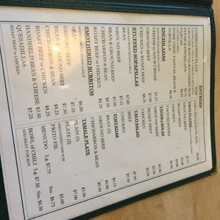 menu