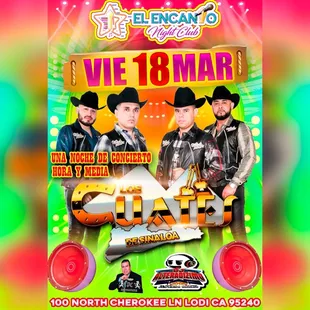 VIERNES 18 DE MARZO LLEGAN LOS CUATES DE SINALOA