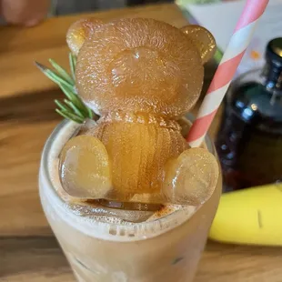 Iced mocha with a cute bear