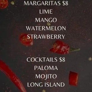 Happy hour menu 1