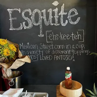 a chalkboard with a menu on it