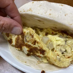 Potato and egg taco