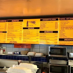 menus on the wall