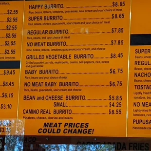 menu