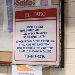 Sign inside