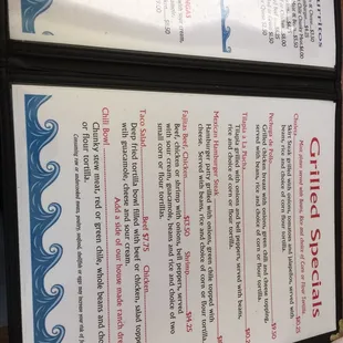 a menu for a restaurant