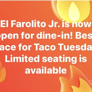 Breaking news! Now open for dine-in!