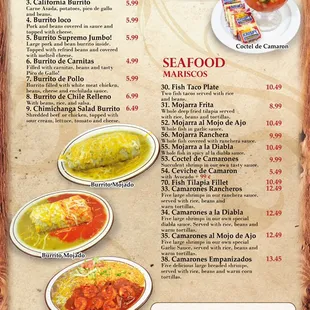 Burritos, seafood plates and daily lunch specials