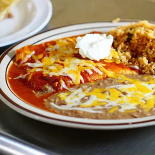 Enchiladas rancheras plate