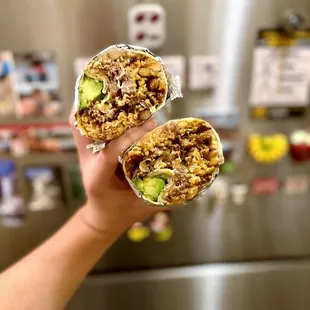 Half El Pastor and Half Lengua Supreme Burrito