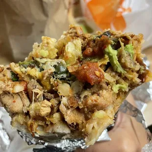 Great Chile rellenos burrito with chicken
