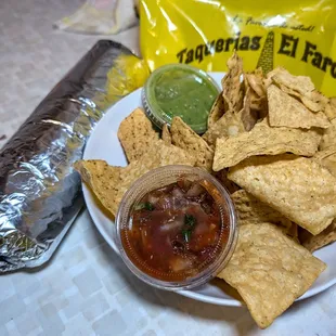 super steak burrito $12.50 w/chips $.75