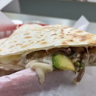  close up of a quesadilla