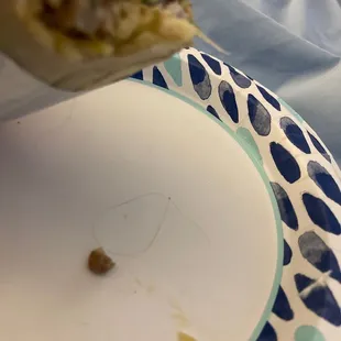 Yep. That is a long black hair hanging out of my $14 burrito I ordered from door dash. Puke!
