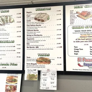 sushi and sashimi, menu