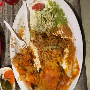 Combo plate with Chili Relleno and Pork Tamal