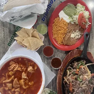 Handmade tortillas, Steak Ranchero, Menudo