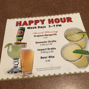 Happy Hour M - F 3-7pm