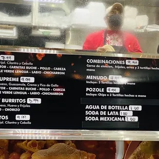 menu