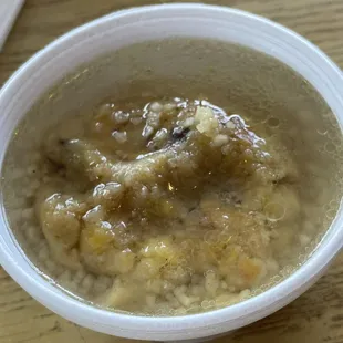 a bowl of oatmeal on a table
