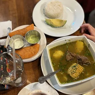 Sancocho, empanadas and hot chocolate.