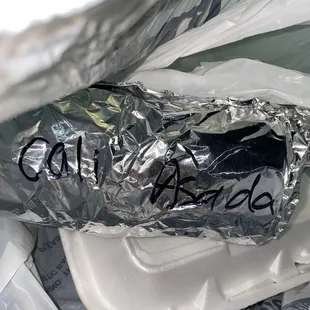 California burrito and el fogon burrito on the bottom
