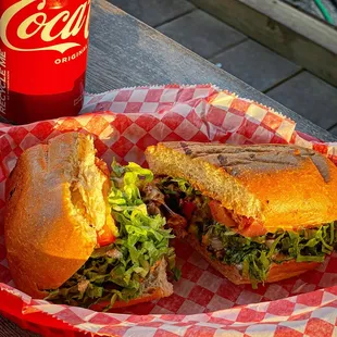 Torta fajita, pastor or Birria