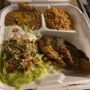 Chili relleno plate. Small, overcooked