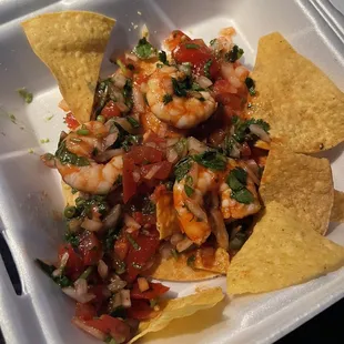 Shrimp tostada