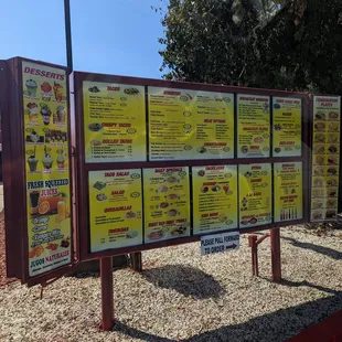 Menu with prices