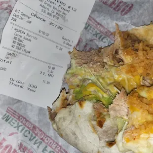 CARNE ASADA  not chicken.  NO SOUR CREAM GUACAMOLE OR CHEESE.
