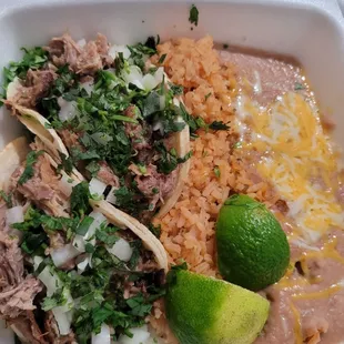 Carnitas street taco plate. Comes piping hot and so much meat