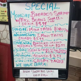 Daily specials! This place was packed on Sunday afternoon