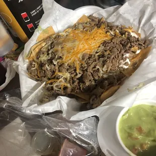 Carne Asada Fries with guacamole on the side