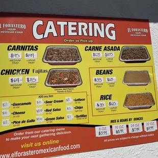 Catering Menu July 2023